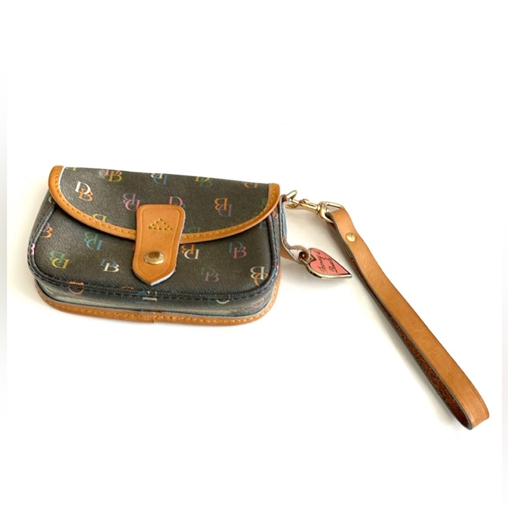 Vintage Dooney & Bourke Black Gray Multicolor Leather Wristlet Purse